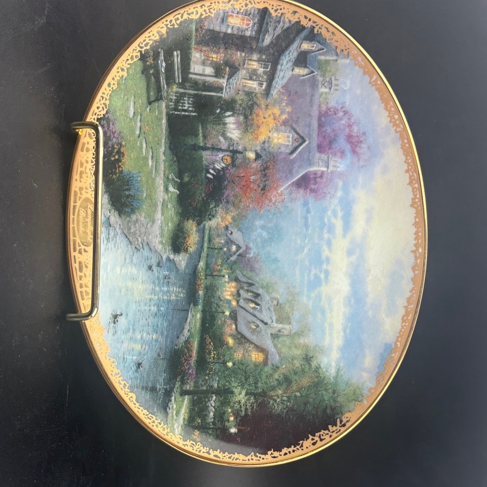 Scenic Decorative Plate with Gold Trim Thomas Kinkade